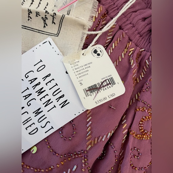 FREE PEOPLE - Bali Moon Gleam Embellished Off The Shoulder Dress in Mauve Orchid - Picture 9 of 14